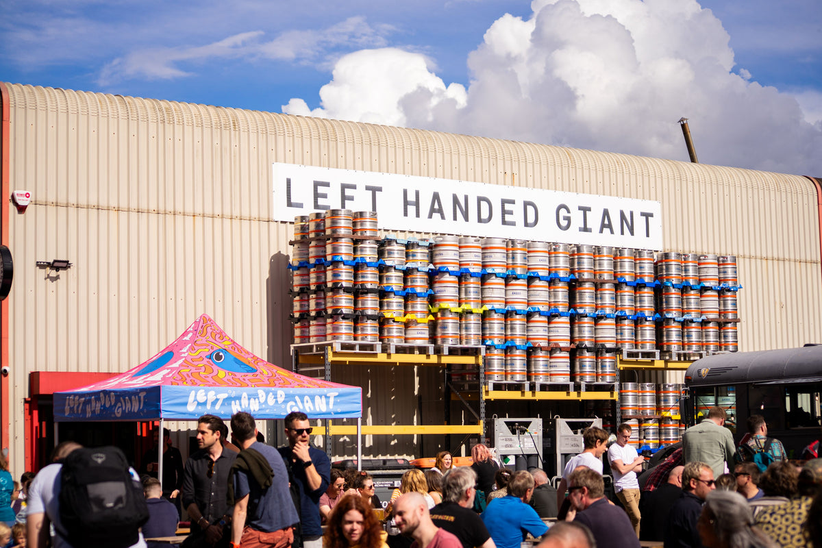 A crowd at a Left Handed Giant brewery event in Bristol